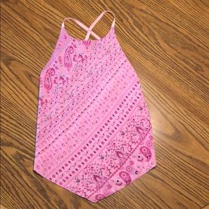 The Limited silk paisley top, open back, large